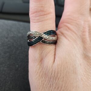 Elegant Silver and Blue Infinity Ring